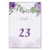 schöne violette Blumen grüne Blätter botanisch Tischnummer (Rückseite)