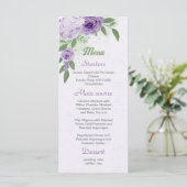 schöne violette Blumen grüne Blätter botanische Ic Menükarte (Stehend Vorderseite)