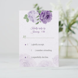 schöne violette Blumen grüne Blätter botanische RS RSVP Karte