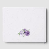 schöne violette Blumen Grüne Hochzeit Gästebuch (Rückseite)