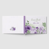 schöne violette Blumen Grüne Hochzeit Gästebuch (Voll)