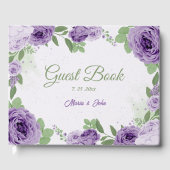 schöne violette Blumen Grüne Hochzeit Gästebuch (Vorderseite)