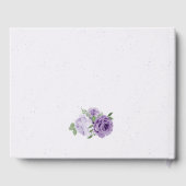 schöne violette Blumen Grüne Hochzeit Gästebuch (Rückseite)