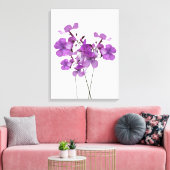 Schöne violette Blumen minimalistisch moderne Blum Leinwanddruck (Insitu (Wohnzimmer))