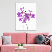 Schöne violette Blumen minimalistisch moderne Blum Leinwanddruck (Insitu (Wohnzimmer))