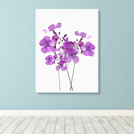 Schöne violette Blumen minimalistisch moderne Blum Leinwanddruck (Insitu (Holzboden))