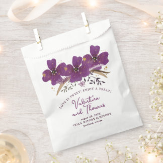 Schöne violette Blumen mit goldenen Akzenten Hochz Geschenktütchen