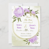 schöne violette Blumenkranke mit grünen Blätter Save The Date (Vorderseite)