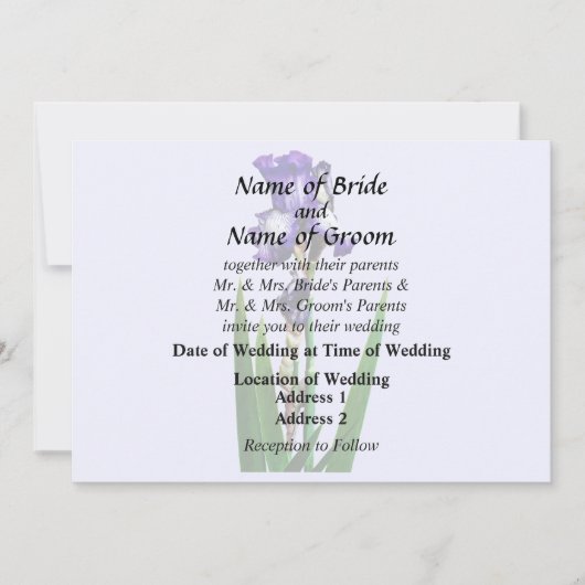 Schöne violette Iris Einladung (Vorderseite)