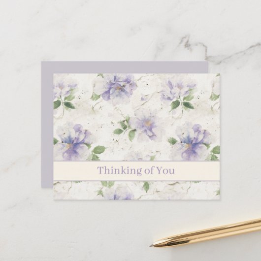 Schöne violette Lavendelblumen denken an Sie Postkarte (Vorderseite/Rückseite Beispiel)