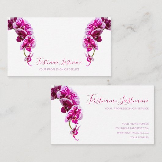 Schöne violette, rosa orchide Blume auf Weiß! Visitenkarte (Vorne/Hinten)