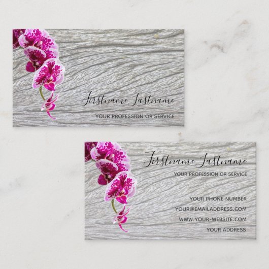 Schöne violette, rosa orchide Blüte auf Holz Visitenkarte (Vorne/Hinten)