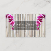 Schöne violette Rosa-Orchideenblüten auf Bambus Visitenkarte (Vorderseite)