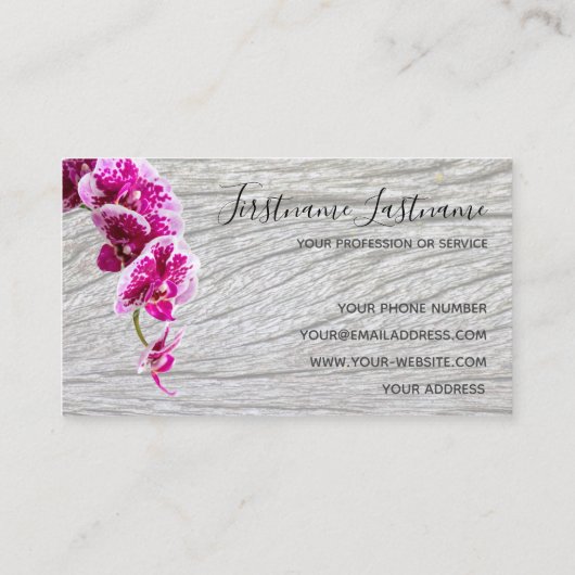 Schöne violette Rosa-Orchideenblüten aus Holz Visitenkarte (Rückseite)