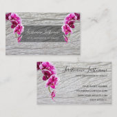 Schöne violette Rosa-Orchideenblüten aus Holz Visitenkarte (Vorne/Hinten)