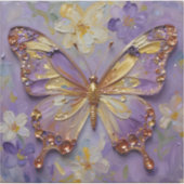 Schöne violette Schmetterlinge und Blumen Aufkleber (Vorderseite)