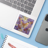 Schöne violette Schmetterlinge und Blumen Aufkleber (Laptop mit iPhone)