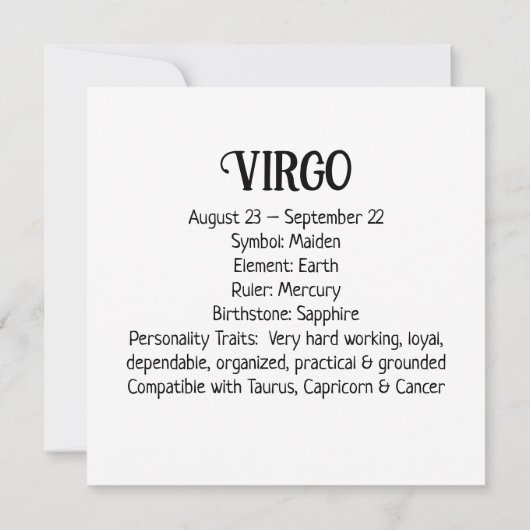 Schöne Virgo Frau | Horoskop (Rückseite)