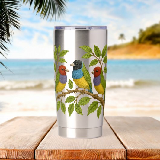 Schöne Vögel auf dem Ast Thermobecher (Strand (gedreht))