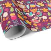 Schöne Vögel, Blume, künstlerisches Poster Geschenkpapier (Rolleneckpunkt)