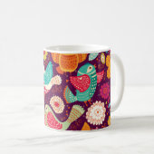 Schöne Vögel, Blume, künstlerisches Poster Kaffeetasse (VorderseiteRechts)