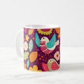 Schöne Vögel, Blume, künstlerisches Poster Kaffeetasse (Vorderseite Links)