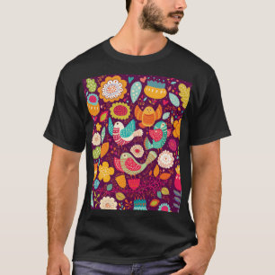 Schöne Vögel, Blume, künstlerisches Poster T-Shirt