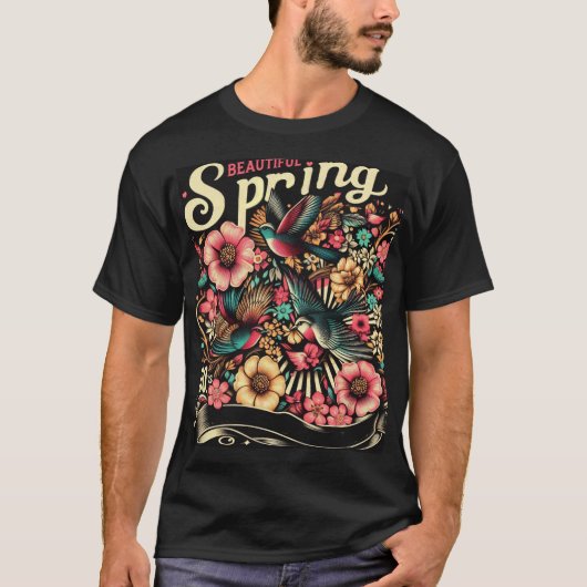 Schöne Vögel im Frühling T-Shirt (Vorderseite)