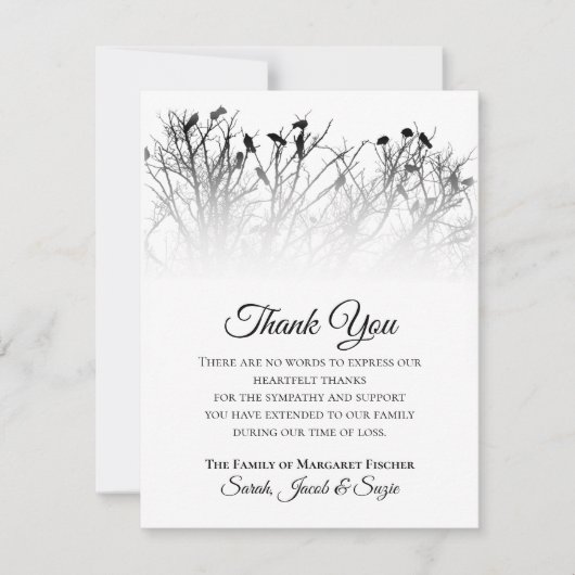 Schöne Vögel in Bäumen Vielen Dank Sympathie Karte (Vorderseite)