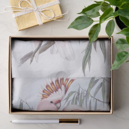 Schöne Vögel Kakadu hellrosa Cacatua Seidenpapier (Geschenk)