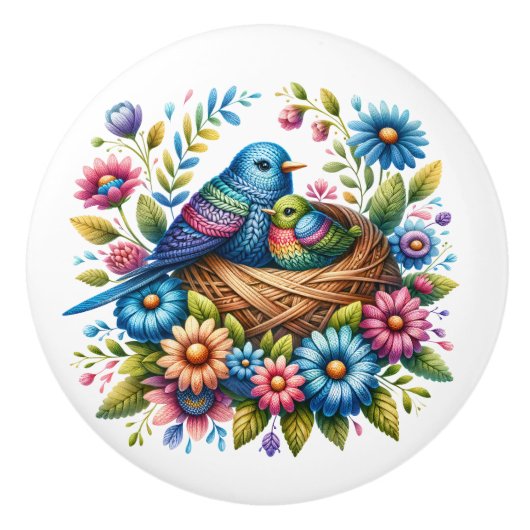 Schöne Vögel Keramikknauf (Vorderseite)