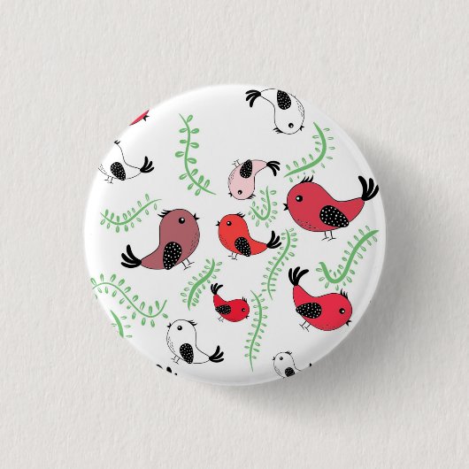 Schöne Vogel-Motiv-Design, gemustert Button (Vorderseite)