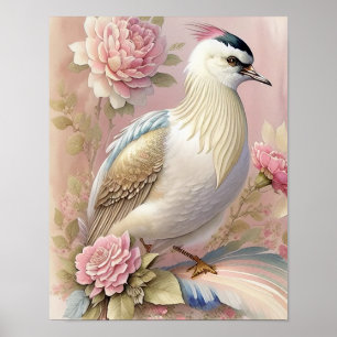 Schöne Vogel Print Pink Elfenbeinfeathers Rose Poster