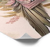 Schöne Vogel Print Pink Elfenbeinfeathers Rose Poster (Ecke)