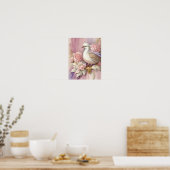 Schöne Vogel Print Pink Elfenbeinfeathers Rose Poster (Küche)