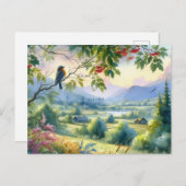 Schöne Vögel Sommerlandschaft 4 Postkarte (Vorne/Hinten)