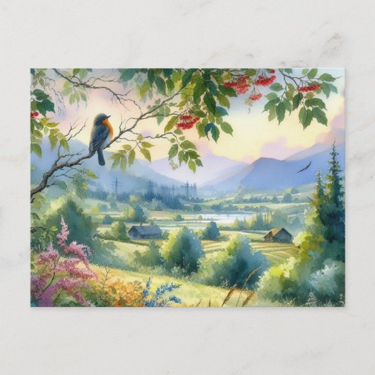 Schöne Vögel Sommerlandschaft 4 Postkarte (Vorderseite)