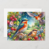 Schöne Vögel Sommerlandschaft Postkarte (Vorne/Hinten)