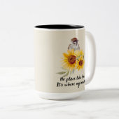 Schöne Vögel & Sonnenblumen mit Angebot Zweifarbige Tasse (VorderseiteRechts)