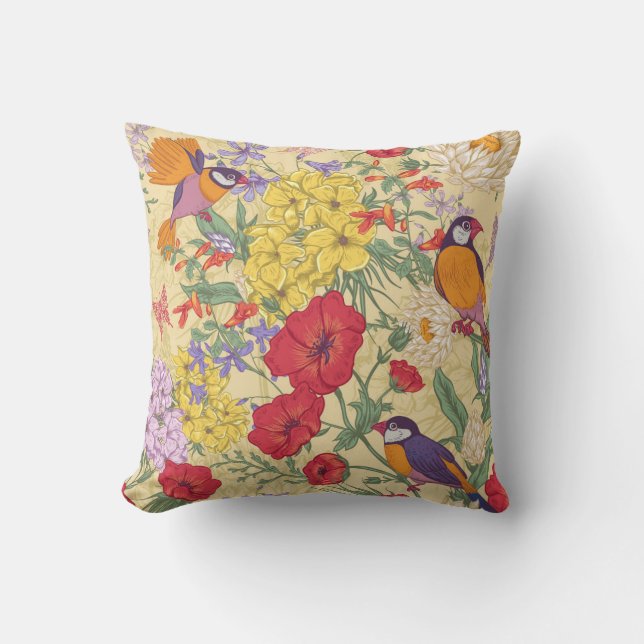 Schöne Vögel und Garten Kissen (Vorderseite)