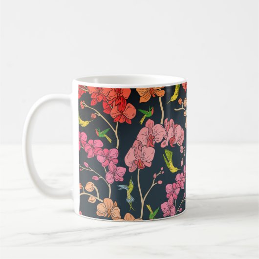 Schöne Vögel und Orchideen Kaffeetasse (Links)
