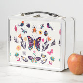 Schöne Vögel und Schmetterlinge Metall Brotdose (Beispiel)