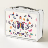 Schöne Vögel und Schmetterlinge Metall Brotdose (Rückseite)