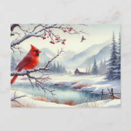 Schöne Vogel- und Winterlandschaft 11 Postkarte