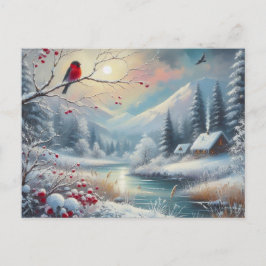 Schöne Vogel- und Winterlandschaft 12 Postkarte