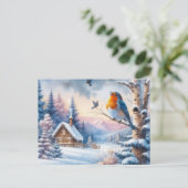 Schöne Vogel- und Winterlandschaft 14 Postkarte (Stehend Vorderseite)
