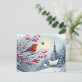 Schöne Vogel- und Winterlandschaft 16 Postkarte (Stehend Vorderseite)