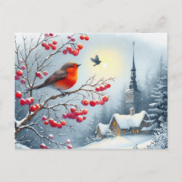 Schöne Vogel- und Winterlandschaft 16 Postkarte
