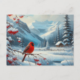Schöne Vogel- und Winterlandschaft 17 Postkarte