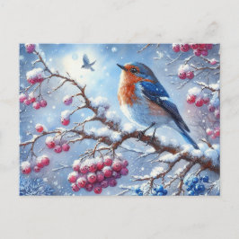 Schöne Vogel- und Winterlandschaft 3 Postkarte